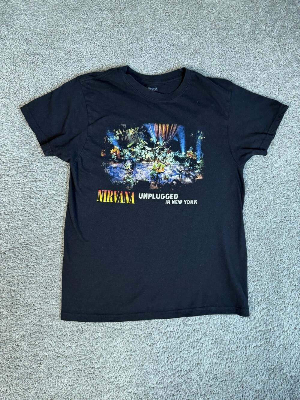 Nirvana Shirt Mens M Black Unplugged In New York Graphic Crew Neck Cotton